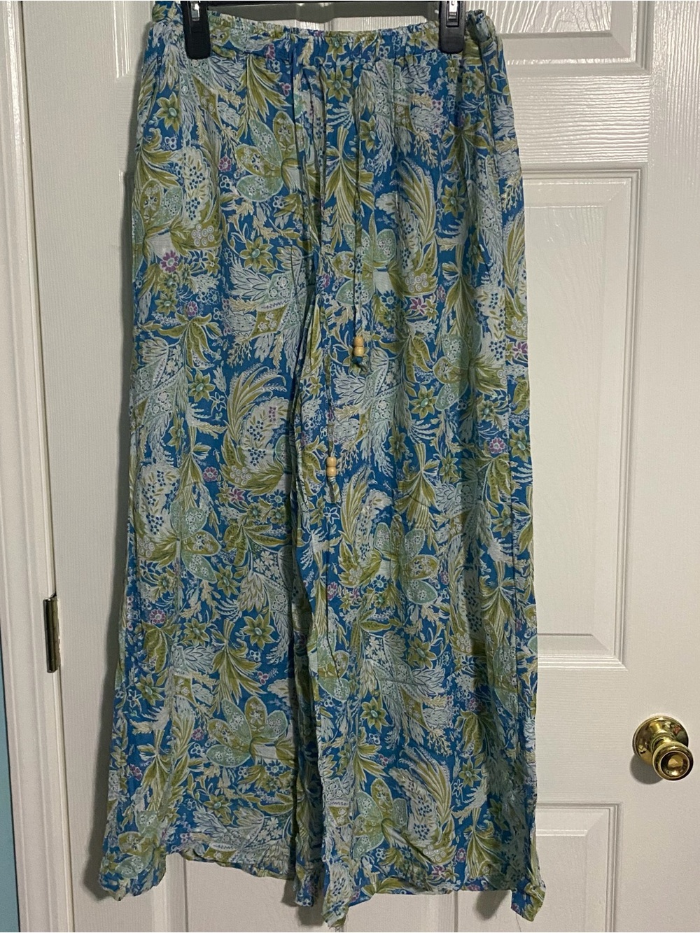 RACHEL Rachel Roy Blue, Green & Purple Floral Wide Leg Pants Size Medium
